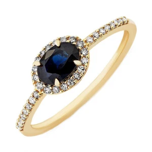Natural Blue Sapphire Gemstone Ring 10K Yellow Gold Ring For Women, Gold Ring - Picture 1 of 2