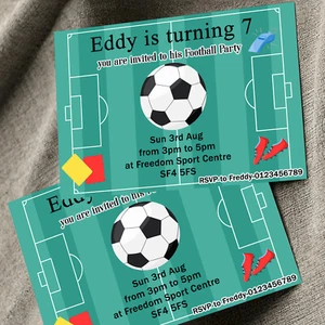 10 Personalised Football Birthday Party Invitations Football Invites - Picture 1 of 5