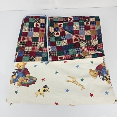 Tecido de capa de edredom duplo feito à mão jeans ursinho de pelúcia arte popular animais - Imagem 1 de 4