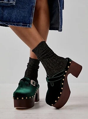 Zueco Free People Zigi Rosalinda Macarena Terciopelo Verde Estrás Retro Talla 7 Nuevo Foto 1 de 4