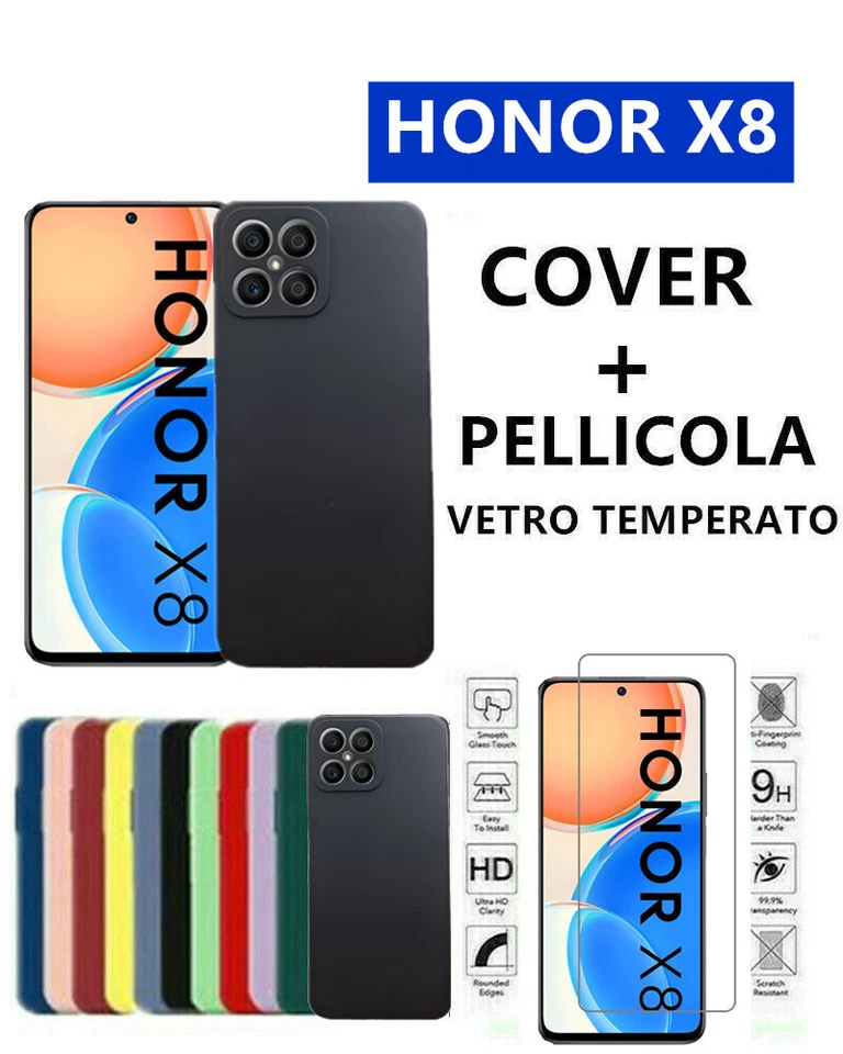 Cover Morbida Custodia Silicone Tpu Opaca pre HONOR X8 + Vetro Temperato
