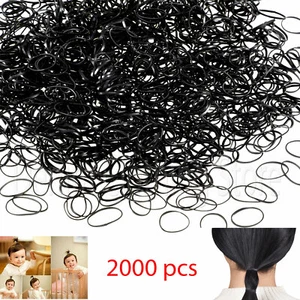 Lot of 2000 Baby Girl Kid Small Black Rubber Elastic Bands Hair Ties Up Ponytail - Picture 1 of 4