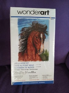 Wild Stallion Horse Latch Hook Kit Wonderart Rug Hooking 20 in. x 27 in. - Picture 1 of 6