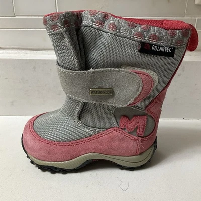 NWOB - Merrell Ember Polartec Sz Toddler 4 Pink Gray Snow Boot - Image 1 of 4