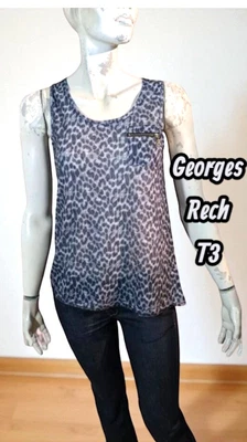 Georges Rech Taille 40 Haut top tee shirt débardeur gris femme polyester - Photo 1/4