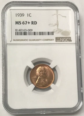 1939 1C Lincoln Wheat Cent Red - NGC MS67+ RD - Image 1 of 4