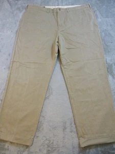 Lands End Pants Mens 40 Beige Khaki Chino Slacks Straight Leg Flat Cuffed 40x30 - Picture 1 of 14