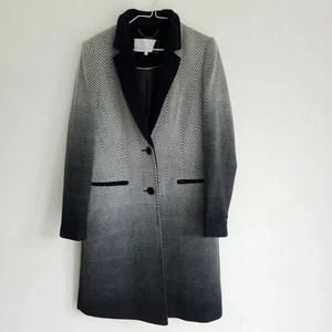 Jonathan Saunders Formal Overcoat Mantel Luxus Mint Alpaka Grau Chevron Schwarz - Bild 1 von 12