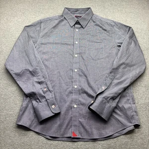 Untuckit Shirt Mens Large Long Sleeve Button Up Blue Twill Casual Office Pocket - Picture 1 of 11