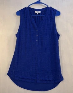 Shannon Ford New York Blouse Womens Latge Sleeveless Lined Lace Front Top - Picture 1 of 9