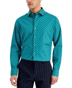 Bar III Men's Organic Cotton Slim Fit Medallion Dress Shirt Lt Green-S 14-14.5 - Picture 1 of 6