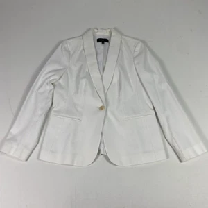 Blazer Talbots Mujer 8P Blanco Pequeño Un Botón Forrado Algodón Chaqueta Elástica - Imagen 1 de 9