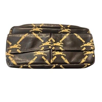 Longchamp Leather Clutch Bag with Lattice Horse Logo Pattern Vintage - Image 1 of 4