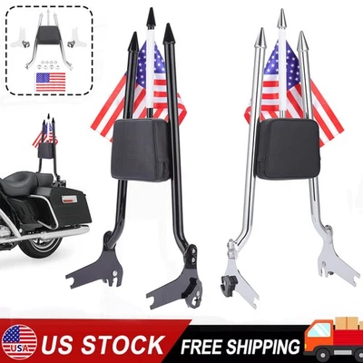 27"Backrest Sissy Bar / US Flag For Harley Touring Road King Electra Glide 97-08 - Image 1 of 4