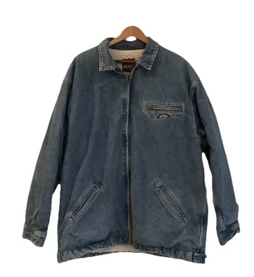 Men’s Vintage Rusty’s Surfer  Chore Denim Jacket Sherpa Lined Large  MADE USA - Image 1 of 4