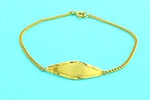 Vintage 18K Solid Yellow Gold ID Diamont Cut Link  Bracelet 6” Not Scrap - Picture 1 of 14