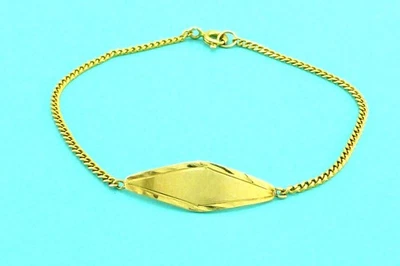 Vintage 18K Solid Yellow Gold ID Diamont Cut Link  Bracelet 6” Not Scrap - Image 1 of 4