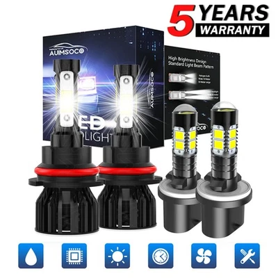 6500K LED High/Low Beam Headlight + Fog Light Bulbs For Mercury Cougar 1991-1997 - Image 1 of 4