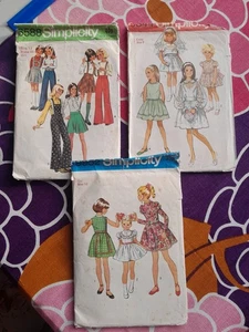 3 Vintage Simplicity Sewing Patterns Girl's Dresses Unchecked - Picture 1 of 5
