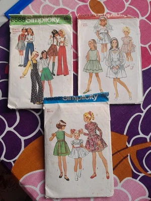 3 Vintage Simplicity Sewing Patterns Girl's Dresses Unchecked - Image 1 of 4