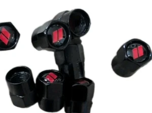 Set Of 8 Black Metal Wheel / Tire Valve Stem Caps W/ O-Ring Seal For DODGE - Picture 1 of 2