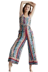 Tuta Anthropologie Calais gamba larga taglia XS patchwork floreale hippie boho - Foto 1 di 10