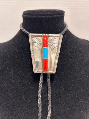 CORBATA BOLO por artista navajo, James Martin, nativo americano, Sterling Bolo Foto 1 de 4