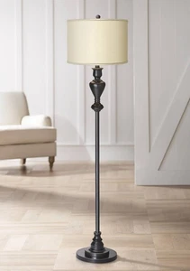 Traditional Floor Lamp Black Bronze Sesame Shade for Living Room Reading Bedroom - Picture 1 of 5