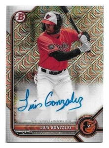 Luis González 2022 Bowman cromo mojo refractor autógrafo #BCMA-LG Orioles automático - Imagen 1 de 2