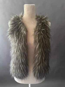 Tiff Women's Faux Fur Fuzzy Vest Hook Closure Brown Size XL Great for Halloween - Picture 1 of 6
