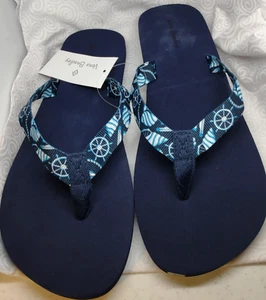 Vera Bradley GURTBANDRIEMEN in SHORE ENOUGH weiche Flip-Flop-Sandalen, L 9-10 neu mit Etikett - Bild 1 von 9