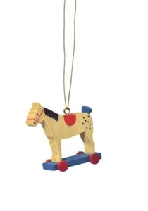 Tree Trunk Horse On Wheels Red Wxdxh = 2x4x5cm New Christmas Tree Ornament - Picture 1 of 1