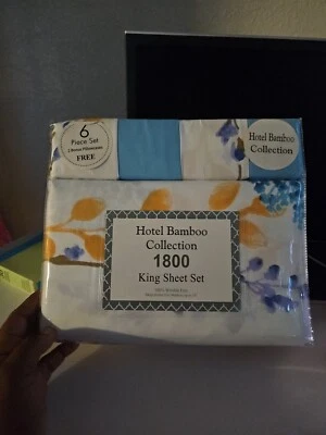 Hotel Bamboo Collection  King Sheet Set 6 Pcs Set 2 Bonus Pillowcases - Image 1 of 4