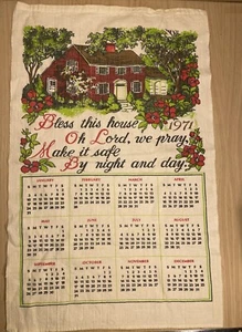 Vintage 1971 Kalender Geschirrtuch Bless This House - Bild 1 von 4