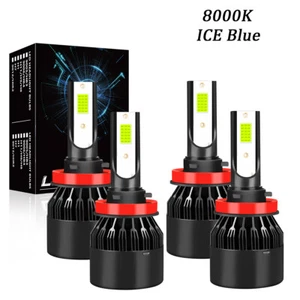 COB H9 H8 H11 LED Headlight Bulbs High Low Beam Combo 8000K ICE BLUE Bright - Picture 1 of 12