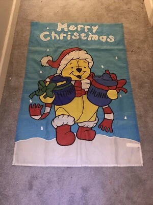 Disney Winnie The Pooh Merry Christmas Outdoor Yard Garden House Flag 44x28 - Image 1 of 4