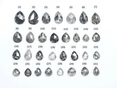 Pear Salt and Pepper Diamonds 0.24–1.01 CT Natural Conflict Free Unique Gems - Image 1 of 4
