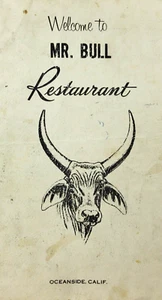 Vintage Restaurant Menu Mr. Bull Steaks 24 Hour Breakfast Oceanside CA 1950-60s - Picture 1 of 6