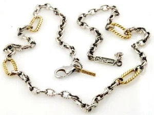 PHILIP ANDRE 18K GOLD & STERLING SILVER CHAIN NECKLACE 18'' - Picture 1 of 3