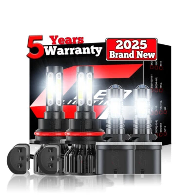 For Ford E-250 Base Van 4.6L 5.4L 2003-2007 LED Headlight Hi Low Fog Light Bulbs - Image 1 of 4