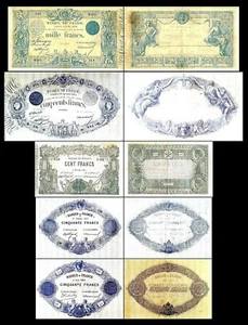 2x 50, 50, 100, 500, 1000 Francs - Issue 1862 - 1889 - Reproduction - 20 - Picture 1 of 8