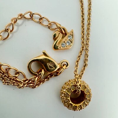 SWAROVSKI Anillo Cristal Tono Oro Rosa 15" Colgante Collar SIN CAJA Foto 1 de 4