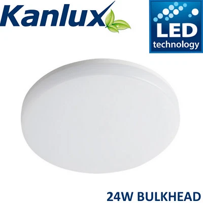 Kanlux Round Flush Mount Bulkhead LED Ceiling Light Waterproof 24W Warm White