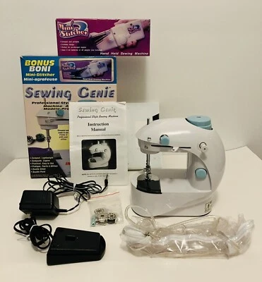 Sewing Genie Mini Sewing Machine Complete With New Hand Held Mini-Stitcher - Image 1 of 4