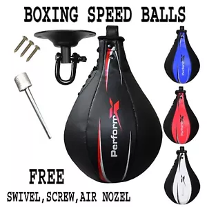 Boxing Speed Balls MMA Fight Training Punching Leather Balls Fighter Ball Swivel - Picture 1 of 12