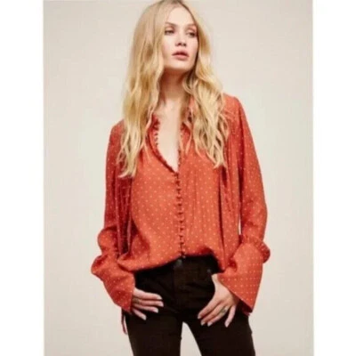 Blusa Kennedy Free People Terracota y Lunares Blancos M Agotada Foto 1 de 4