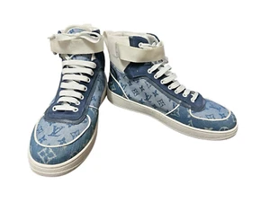 Louis Vuitton Hightop Rivoli Denim Sneakers Unisex Adult Sz 42 Wms 10 Mens 8.5 - Picture 1 of 8