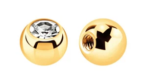 Piercing Schmuck Ersatz Verschluss Schraub Kugel vergoldet mit Zirkonia 1,6x5mm - Bild 1 von 29