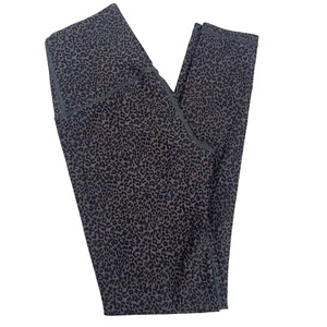Leggings Aerie Offline taglia small verde vita alta lucido stampa leopardata 7/8 - Foto 1 di 8