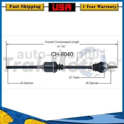Eje delantero derecho CV eje articulado se adapta a Plymouth Voyager AWD 3,0 L 1993 1992 1991 Foto 1 de 2